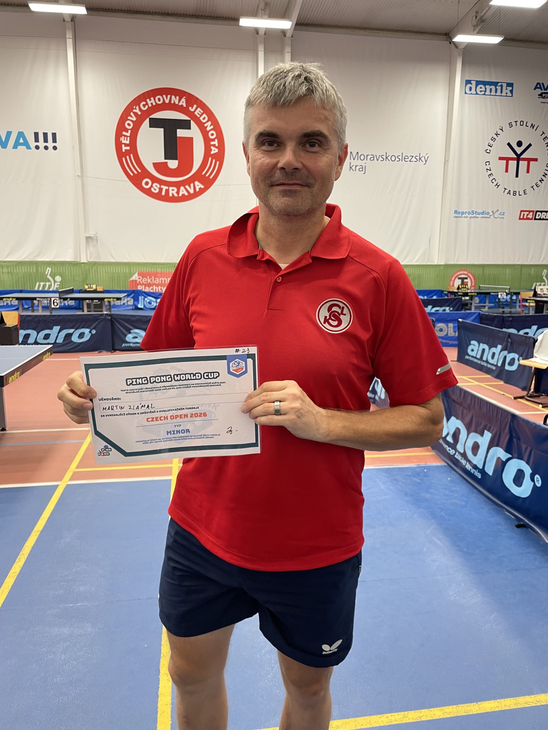 Mezinárodní pinkponkový víkend v Ostravě: Martin Zlámal vybojoval kvalifikaci na MS 2027